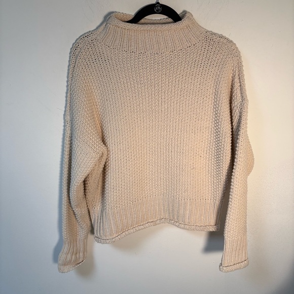 She + Sky Womens Cozy Cream Cotton Sweater Medium - Picture 2 of 11